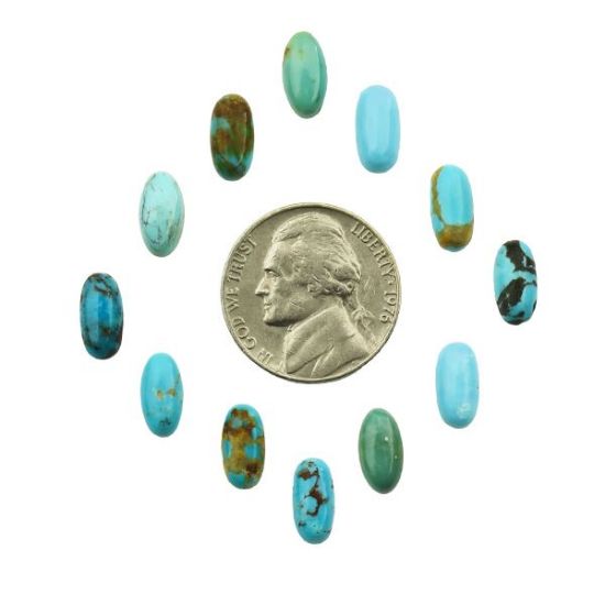 Picture of Turquoise Oval Stabilized Kingman Cabochon 5x10mm