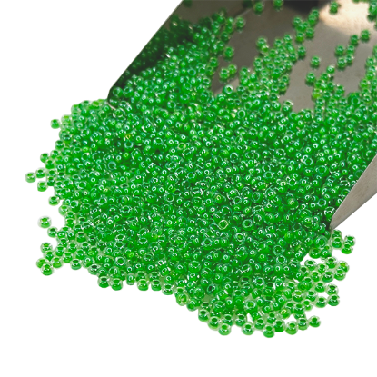 Picture of Size 10 Seed Beads, Green Color-Lined, Approximately 25 Grams